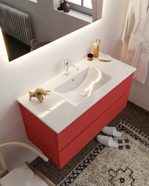 MONDIAZ VICA 100cm mueble de baño Fire 2 cajones lavabo DENIA Centro 1 orificio.