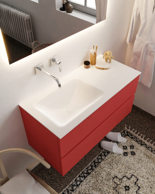 MONDIAZ VICA 100cm mueble de baño Fire 2 cajones lavabo CLOUD Izquierda sin orificio.