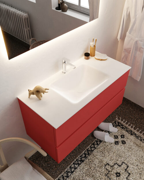 MONDIAZ VICA 100cm mueble de baño Fire 2 cajones lavabo CLOUD Centro 1 orificio.