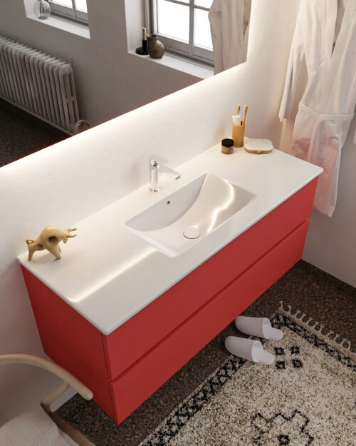 MONDIAZ VICA 120cm mueble de baño Fire 2 cajones lavabo DENIA Centro 1 orificio.