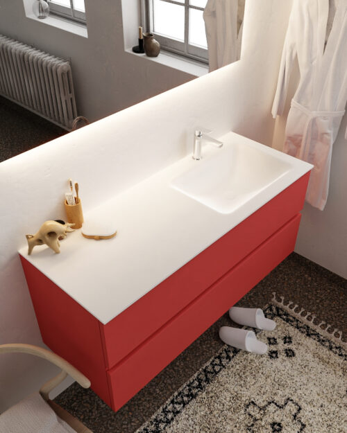 MONDIAZ VICA 120cm mueble de baño Fire 2 cajones lavabo CLOUD Derecho 1 orificio.