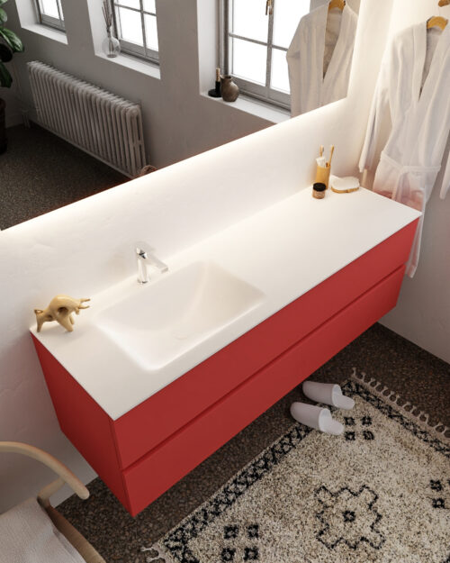 MONDIAZ VICA 150cm mueble de baño Fire 2 cajones lavabo CLOUD Izquierda 1 orificio.