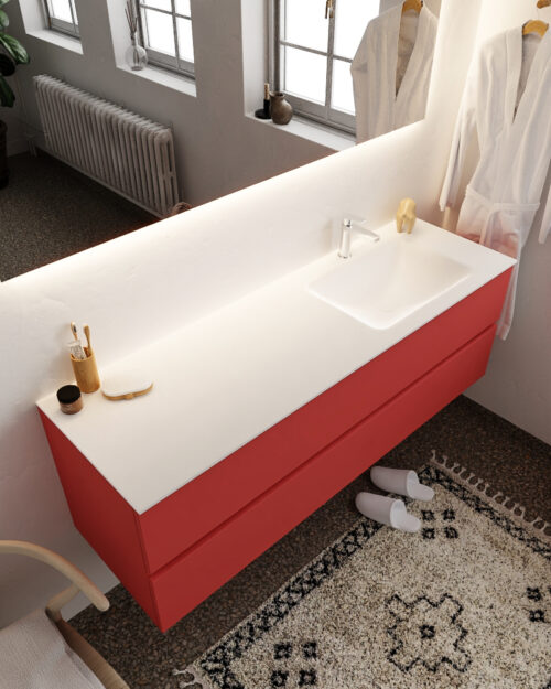 MONDIAZ VICA 150cm mueble de baño Fire 2 cajones lavabo CLOUD Derecho 1 orificio.