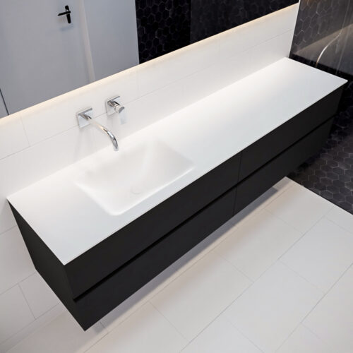 MONDIAZ VICA 200cm mueble de baño Urban 4 cajones lavabo CLOUD Izquierda sin orificio con espejo LED.