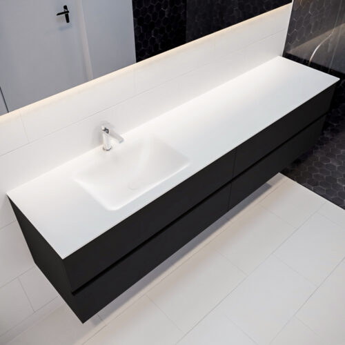 MONDIAZ VICA 200cm mueble de baño Urban 4 cajones lavabo CLOUD Izquierda 1 orificio con espejo LED.