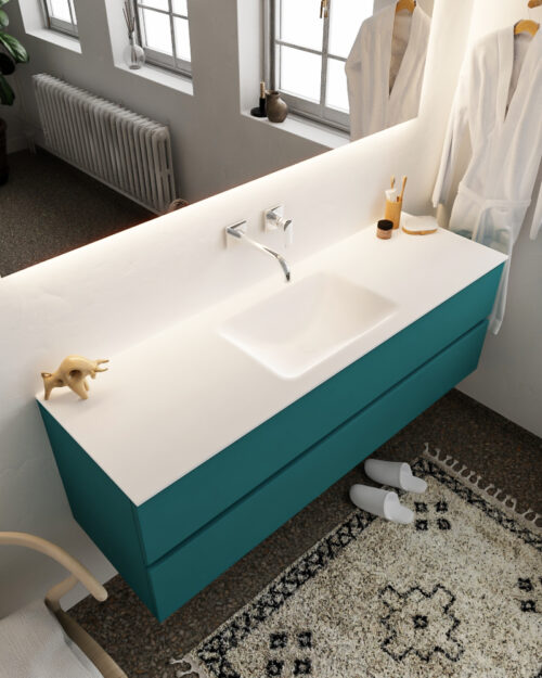 MONDIAZ VICA 150cm mueble de baño Smag 2 cajones lavabo CLOUD Centro sin orificio con espejo LED.