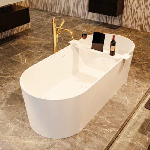 MONDIAZ NOBLE Bañera exenta solid surface 180x75cm color Talc / Talc.