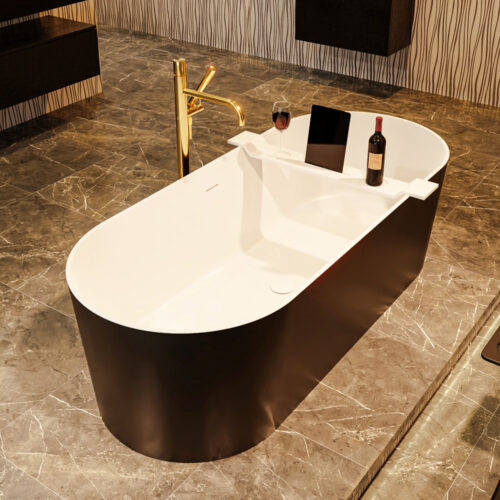 MONDIAZ NOBLE Bañera exenta solid surface 180x75cm color Urban / Talc.