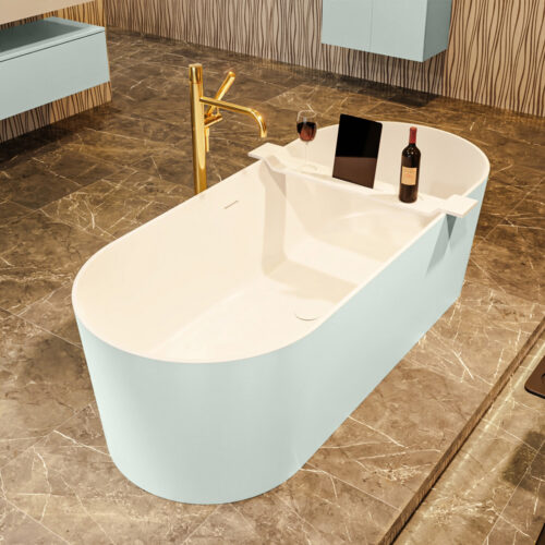 MONDIAZ NOBLE Bañera exenta solid surface 180x75cm color Greey / Talc.