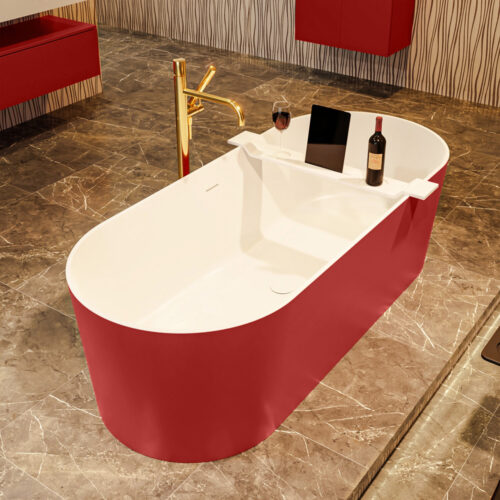 MONDIAZ NOBLE Bañera exenta solid surface 180x75cm color Fire / Talc.