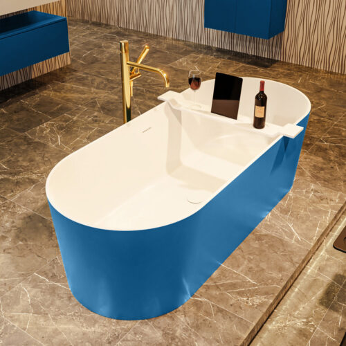 MONDIAZ NOBLE Bañera exenta solid surface 180x75cm color Jeans / Talc.