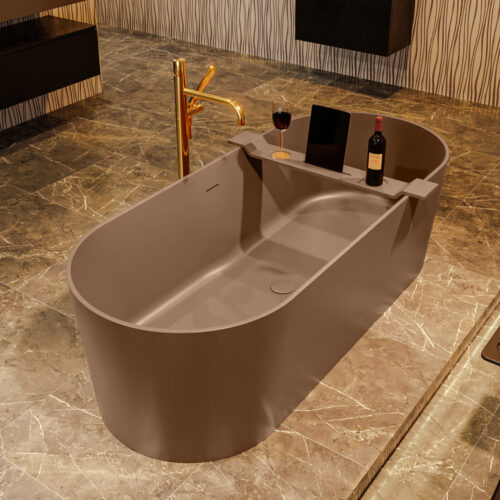 MONDIAZ NOBLE Bañera exenta solid surface 180x75cm color Rust / Rust.