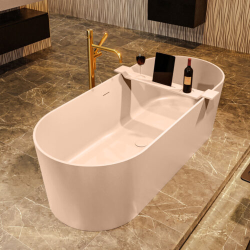 MONDIAZ NOBLE Bañera exenta solid surface 180x75cm color Rosee / Rosee.