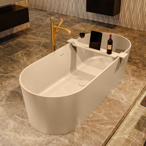 MONDIAZ NOBLE Bañera exenta solid surface 180x75cm color Oro / Oro.