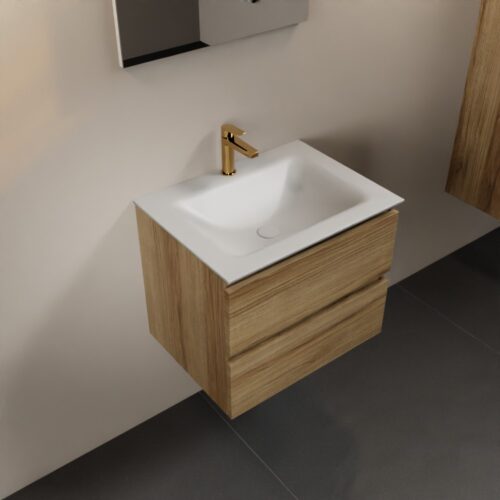 MONDIAZ AIVY 60cm mueble de baño Chai. Lavabo Talc Solid surface Centro 1 orificio.