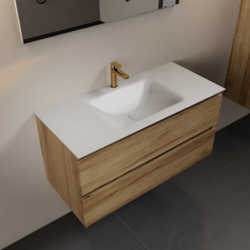 MONDIAZ AIVY 100cm mueble de baño Chai. Lavabo Talc Solid surface Centro 1 orificio.