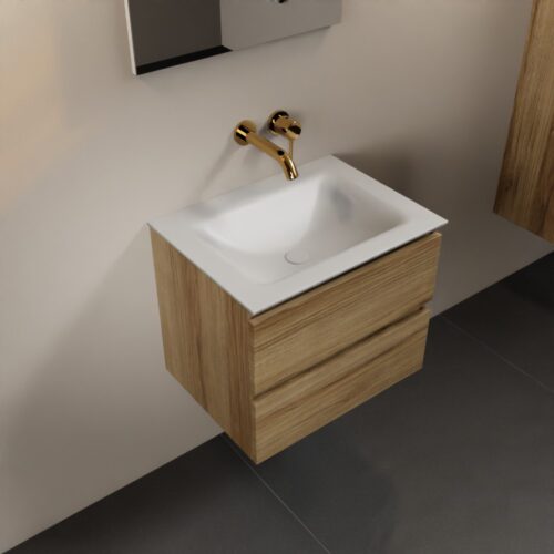 MONDIAZ AIVY 60cm mueble de baño Chai. Lavabo Talc Solid surface Centro sin orificio.