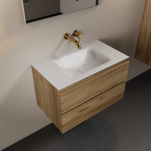 MONDIAZ AIVY 80cm mueble de baño Chai. Lavabo Talc Solid surface Centro sin orificio.