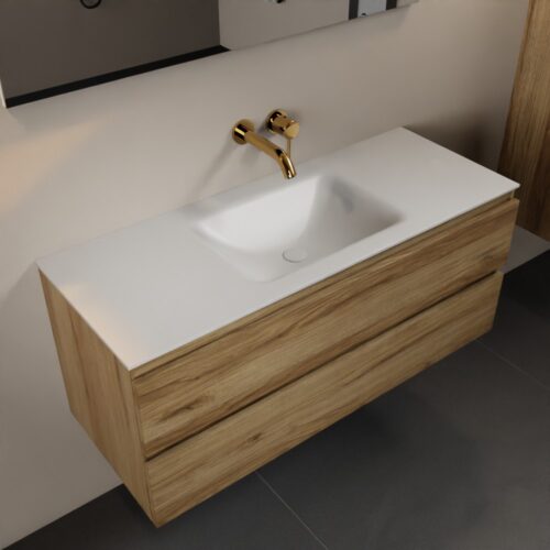 MONDIAZ AIVY 120cm mueble de baño Chai. Lavabo Talc Solid surface Centro sin orificio.