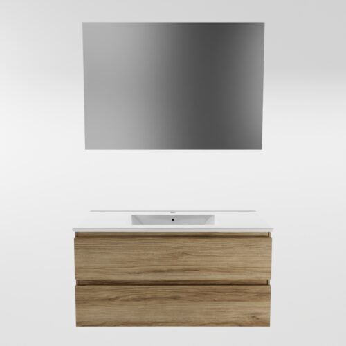 MONDIAZ AIVY 100cm mueble de baño Chai. Lavabo blanco brillo cerámica Centro 1 orificio con espejo. - Imagen 5