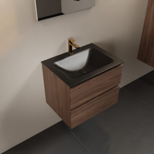 MONDIAZ AIVY 60cm mueble de baño Mocha. Lavabo Urban Solid surface Centro 1 orificio.