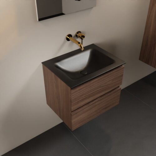 MONDIAZ AIVY 60cm mueble de baño Mocha. Lavabo Urban Solid surface Centro sin orificio.