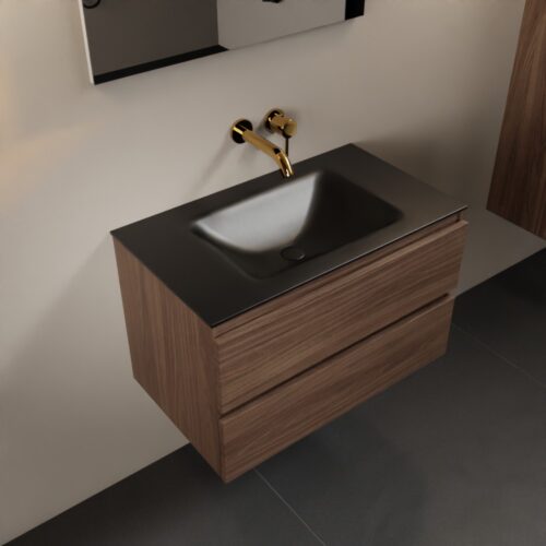 MONDIAZ AIVY 80cm mueble de baño Mocha. Lavabo Urban Solid surface Centro sin orificio.