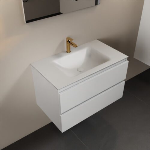 MONDIAZ AIVY 80cm mueble de baño Talc. Lavabo Talc Solid surface Centro 1 orificio.