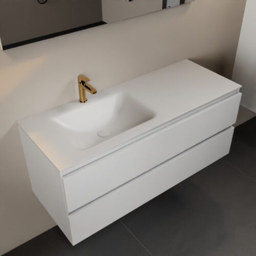 MONDIAZ AIVY 120cm mueble de baño Talc. Lavabo Talc Solid surface Izquierda 1 orificio.