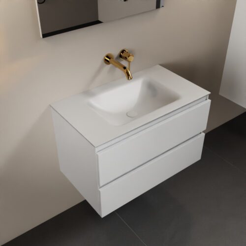 MONDIAZ AIVY 80cm mueble de baño Talc. Lavabo Talc Solid surface Centro sin orificio.