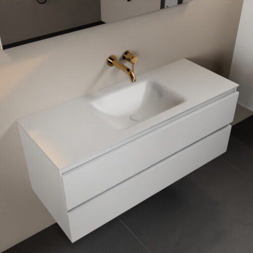 MONDIAZ AIVY 120cm mueble de baño Talc. Lavabo Talc Solid surface Centro sin orificio.