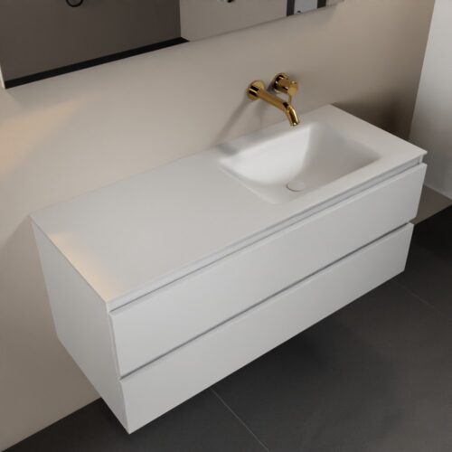 MONDIAZ AIVY 120cm mueble de baño Talc. Lavabo Talc Solid surface Derecho sin orificio.