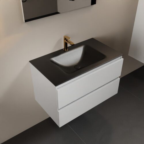 MONDIAZ AIVY 80cm mueble de baño Talc. Lavabo Urban Solid surface Centro 1 orificio.