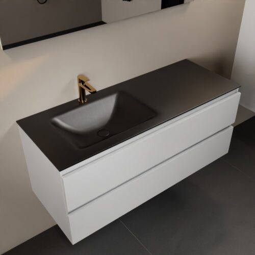 MONDIAZ AIVY 120cm mueble de baño Talc. Lavabo Urban Solid surface Izquierda 1 orificio.