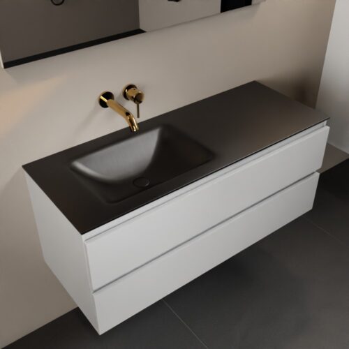 MONDIAZ AIVY 120cm mueble de baño Talc. Lavabo Urban Solid surface Izquierda sin orificio.