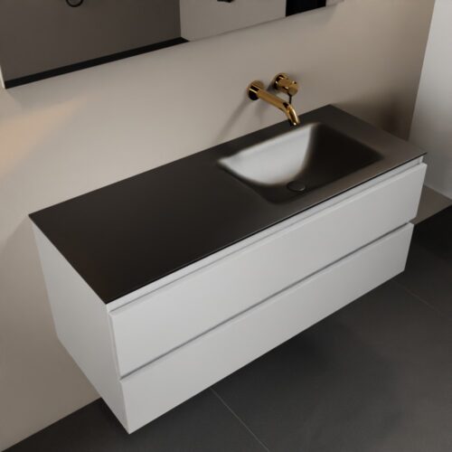 MONDIAZ AIVY 120cm mueble de baño Talc. Lavabo Urban Solid surface Derecho sin orificio.