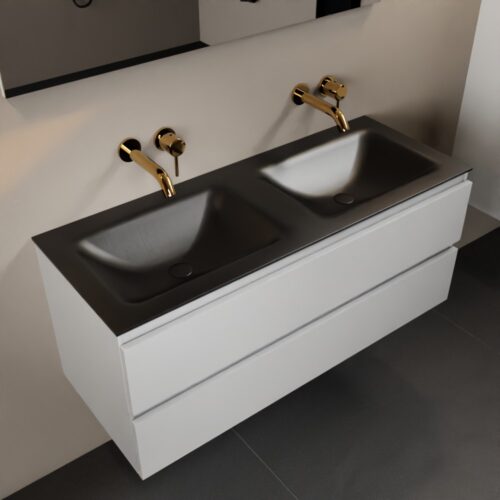 MONDIAZ AIVY 120cm mueble de baño Talc. Lavabo Urban Solid surface Doble sin orificio.