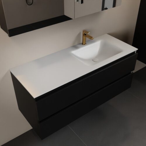 MONDIAZ AIVY 120cm mueble de baño Urban. Lavabo Talc Solid surface Derecho 1 orificio y armario con espejo.