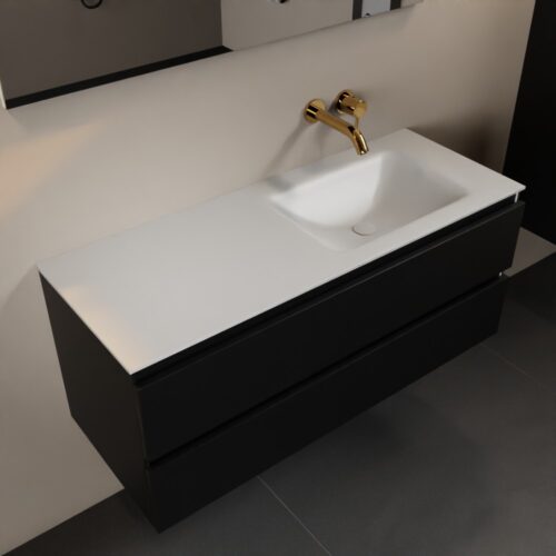 MONDIAZ AIVY 120cm mueble de baño Urban. Lavabo Talc Solid surface Derecho sin orificio.