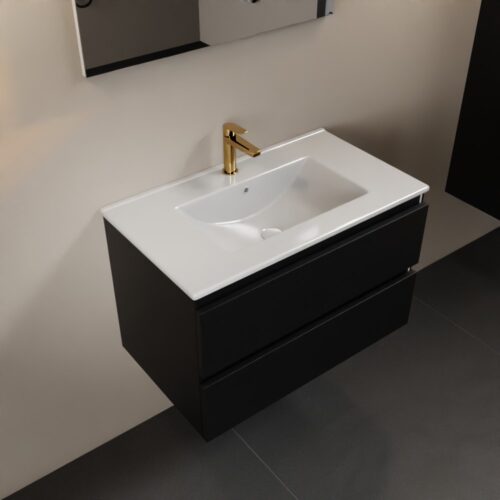 MONDIAZ AIVY 80cm mueble de baño Urban. Lavabo Blanco brillo Cerámica Centro 1 orificio.