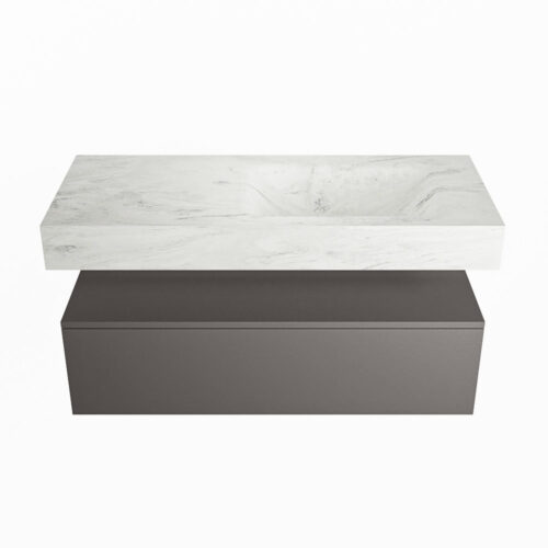 MONDIAZ ALAN-DLUX 110cm mueble de baño Dark Grey 1 cajón. Lavabo CLOUD Derecho sin orificios color Opalo. - Imagen 4