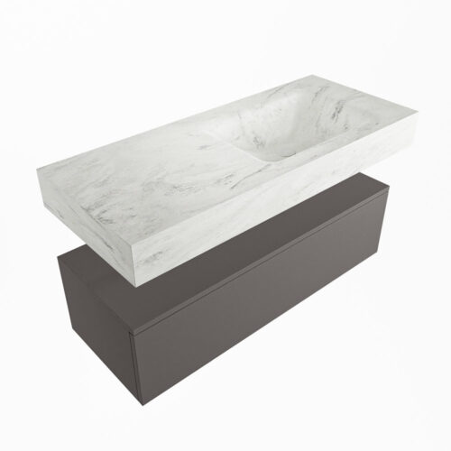 MONDIAZ ALAN-DLUX 110cm mueble de baño Dark Grey 1 cajón. Lavabo CLOUD Derecho sin orificios color Opalo. - Imagen 5