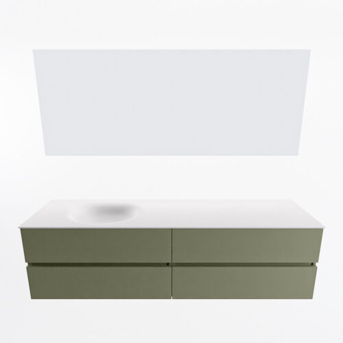 MONDIAZ VICA 180cm mueble de baño Army 4 cajones. Lavabo MOON Izquierda sin orificio color Talc con espejo LED. - Imagen 5