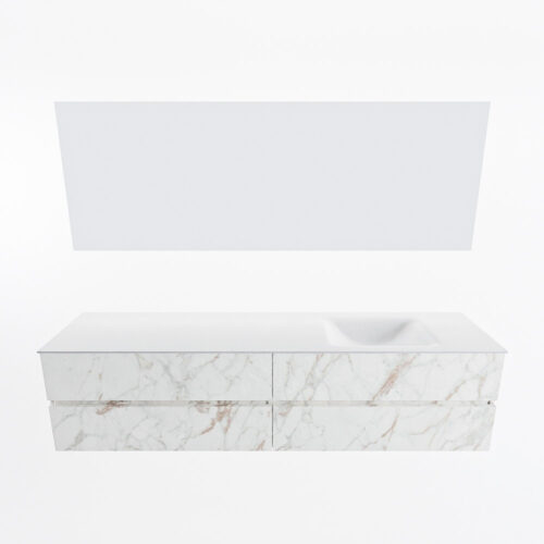 MONDIAZ VICA 200cm mueble de baño Carrara 4 cajones. Lavabo CLOUD Derecho 1 orificio color Talc con espejo LED. - Imagen 5