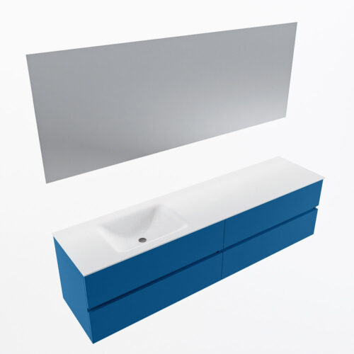 MONDIAZ VICA 190cm mueble de baño Jeans 4 cajones. Lavabo CLOUD Izquierda sin orificio color Talc con espejo LED. - Imagen 6