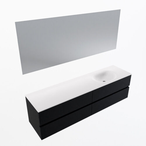 MONDIAZ VICA 180cm mueble de baño Urban 4 cajones. Lavabo MOON Derecho 1 orificio color Talc con espejo LED. - Imagen 6