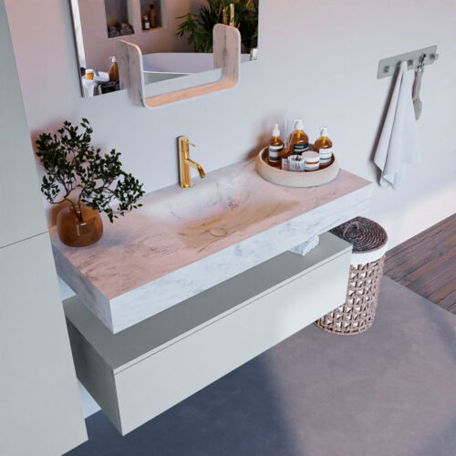 MONDIAZ ALAN-DLUX 110cm mueble de baño Clay 1 cajón. Lavabo CLOUD Centro 1 orificio color Opalo.