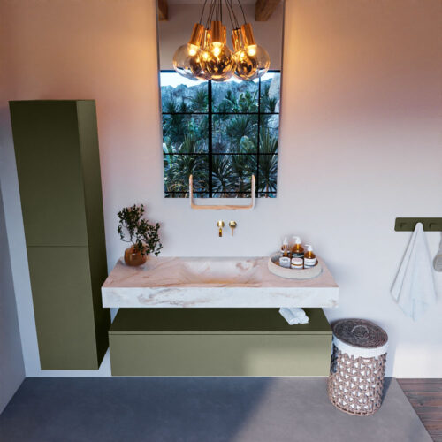 MONDIAZ ALAN-DLUX 130cm mueble de baño Army 1 cajón. Lavabo CLOUD Centro sin orificios color Frappe. - Imagen 2