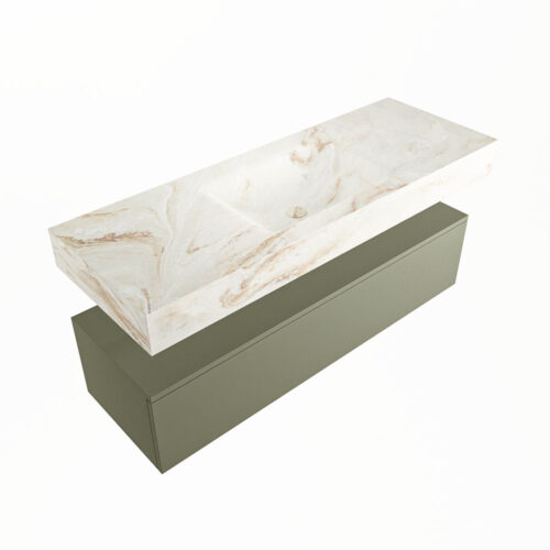 MONDIAZ ALAN-DLUX 130cm mueble de baño Army 1 cajón. Lavabo CLOUD Centro sin orificios color Frappe. - Imagen 5