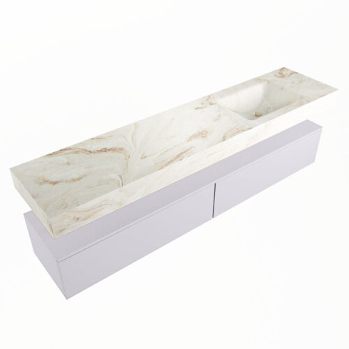 MONDIAZ ALAN-DLUX 200cm mueble de baño Cale 2 cajones. Lavabo CLOUD Derecho sin orificios color Frappe. - Imagen 5